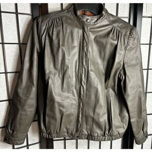 GJS Vintage Brown Leather Bomber Jacket